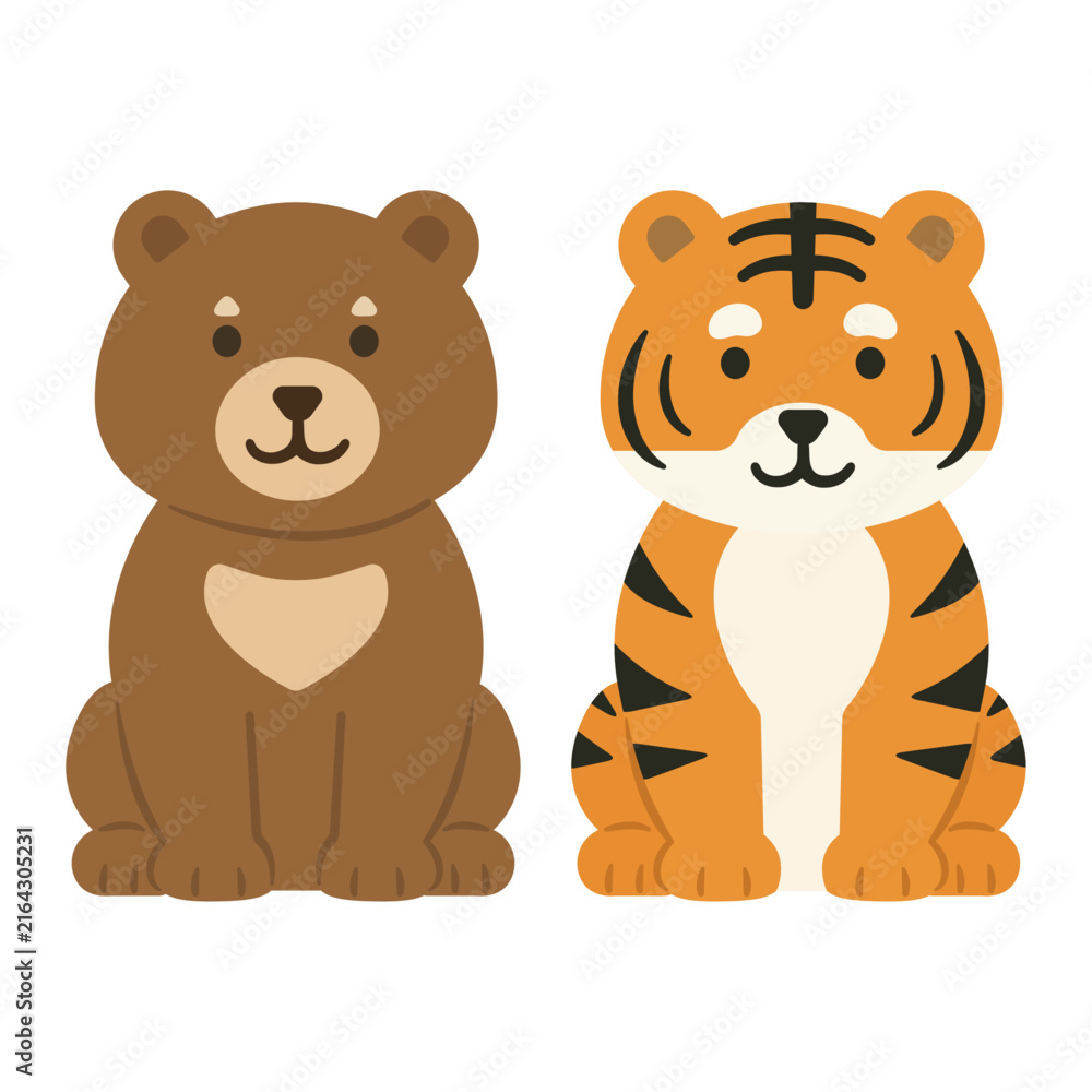 Fototapeta premium Bear and Tiger