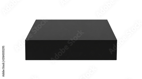 Empty black square podium isolated on transparent background.