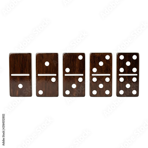 Dark Wood Dominoes Lined Up In Row