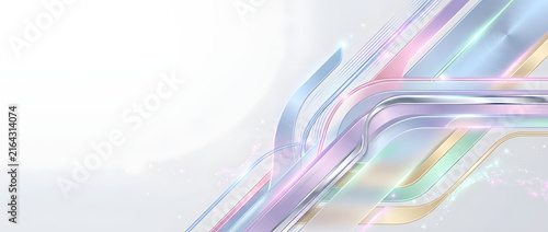 Iridescent Futuristic Pastel Circuitry Abstract Background with Glowing Neon Lines