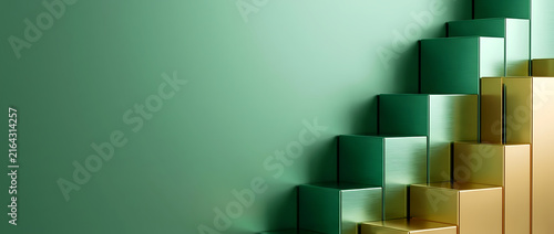 Green and Gold Financial Growth Concept with Rising Steps