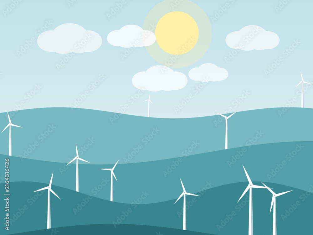 Fototapeta premium Green Energy Wind Farm Panorama Background
