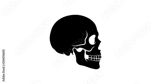 Foto Halloween Skull head symbol icon set, skeleton profile vector illustrations, bla