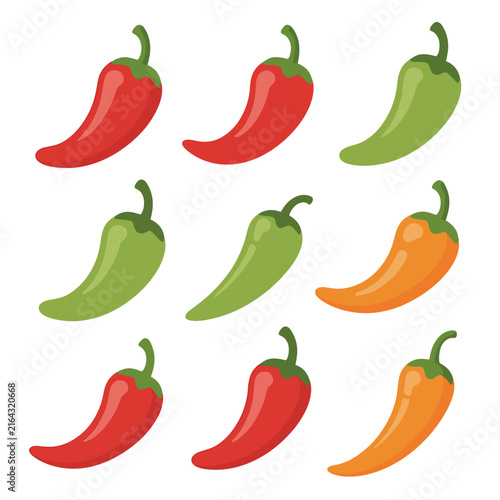 Vertical Array of Red and Green Chili Pepper Icons