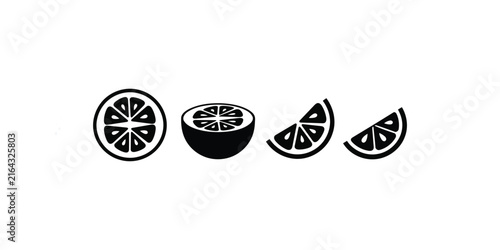 Citrus Fruit Slice Silhouette Set