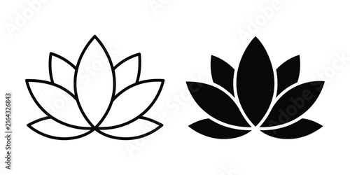 Lotus Flower Silhouette Icon Set