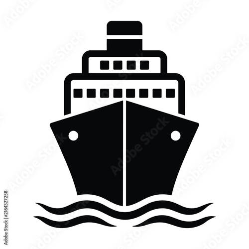 Front View Ship Icon with Waves