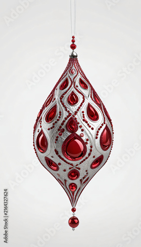 Red Christmas Ball Ornament Isolated on White Background for Festive Holiday Decoration and Seasonal Celebration