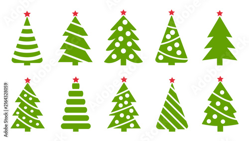 Christmas tree icon. Set of christmas tree icons on white background. Vector illustration. Holiday icons