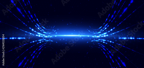 Abstract blue cyber technology background with glowing lines digital connection and copy space.