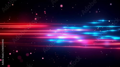Red and Blue Neon Light Trails on Dark Background