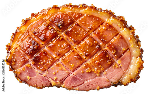Glazed Ham Slice Isolated on Transparent Background
