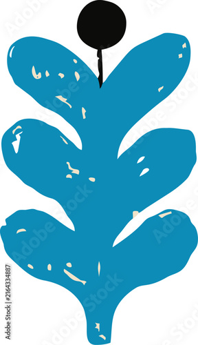 Scribble doodle blue flower with hand drawn charcoal texture