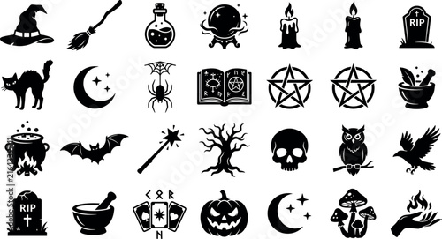 Fotografía Halloween spooky witchcraft magic occult wizardry element and gothic pagan holid