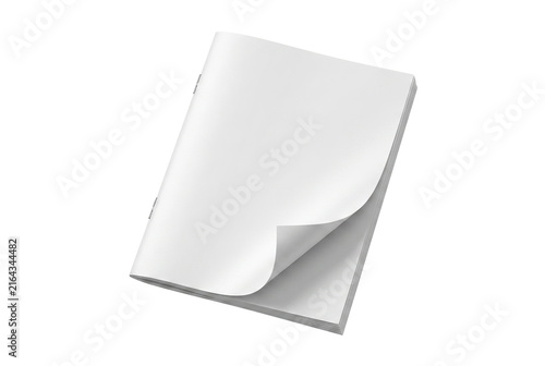 Фотография Blank White Magazine Mockup with Curled Page Corner