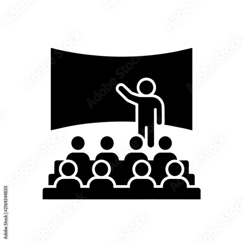 Presentation icon vector illustration of presenter and audience