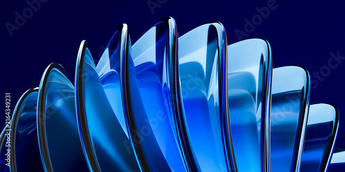Abstract blue glass waves create a modern 3d background