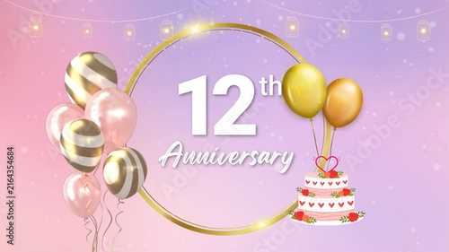 12th Wedding Anniversary Wishes Video Template with Elegant Gold Celebration Theme