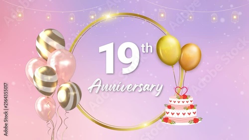 19th Wedding Anniversary Digital Greeting Video with Celebration Theme