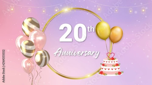 20th Wedding Anniversary Celebration Video Template with Premium Gold Design
