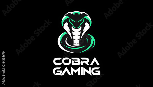 Cobra gaming esport logo mascot with glowing green accents on black background.