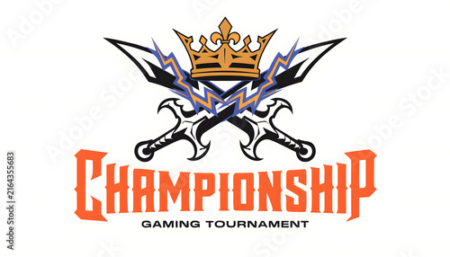 Championship gaming tournament logo featuring crossed swords and golden crown.
