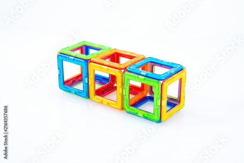 Colorful Magnetic Tiles Constructed into Rectangular Building Structure
