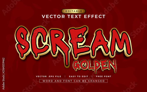 Scream Golden 3D editable text effect style - Premium Vector