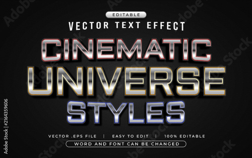 Cinematic Universe 3D editable text effect style - Premium Vector