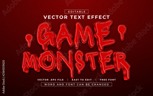 Game Monster 3D editable text effect style - Premium Vector
