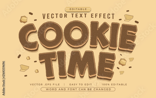 Cookie Time 3D editable text effect style - Premium Vector