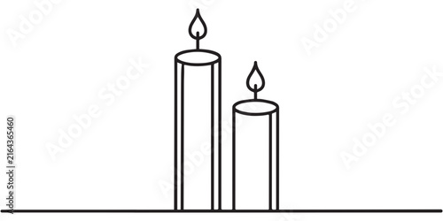 Minimalist Continuous Line Drawing of a Burning Candle. 