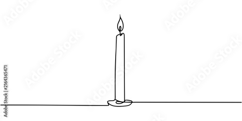 Minimalist Continuous Line Drawing of a Burning Candle. 