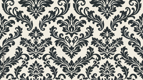Refined Seamless Botanical Damask Flock Pattern Background for Upscale Decorative Applications