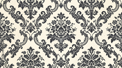 Refined Botanical Floral Flock Damask Ornament Background for Stylish Classic Design Projects