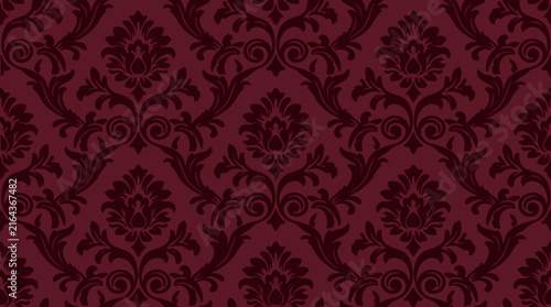 Vintage Botanical Flock Damask Pattern Background for Premium Interior and Surface Design Collection