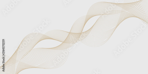 Elegant abstract background featuring flowing, intertwined wave lines in soft beige, cream, and blue tones on a light gray background.