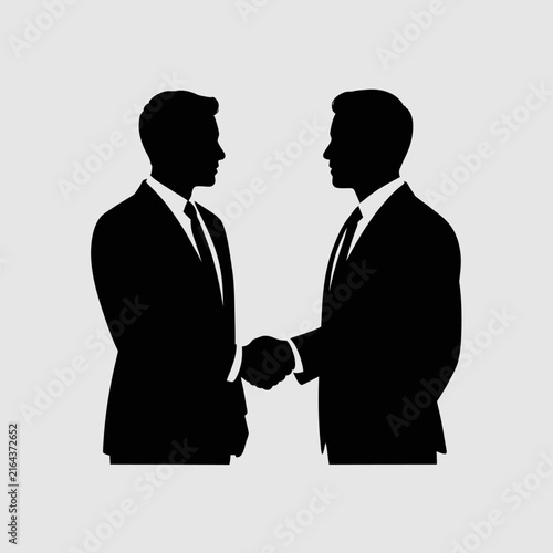 Businessmen Handshake Silhouette Vector Graphic Partnership Icon