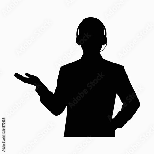 Call Center Agent Headset Presenting Silhouette Vector Graphic