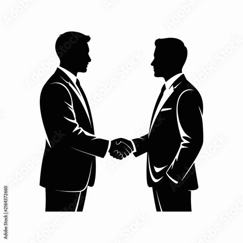 Businessmen Handshake Silhouette Vector Graphic Partnership Icon