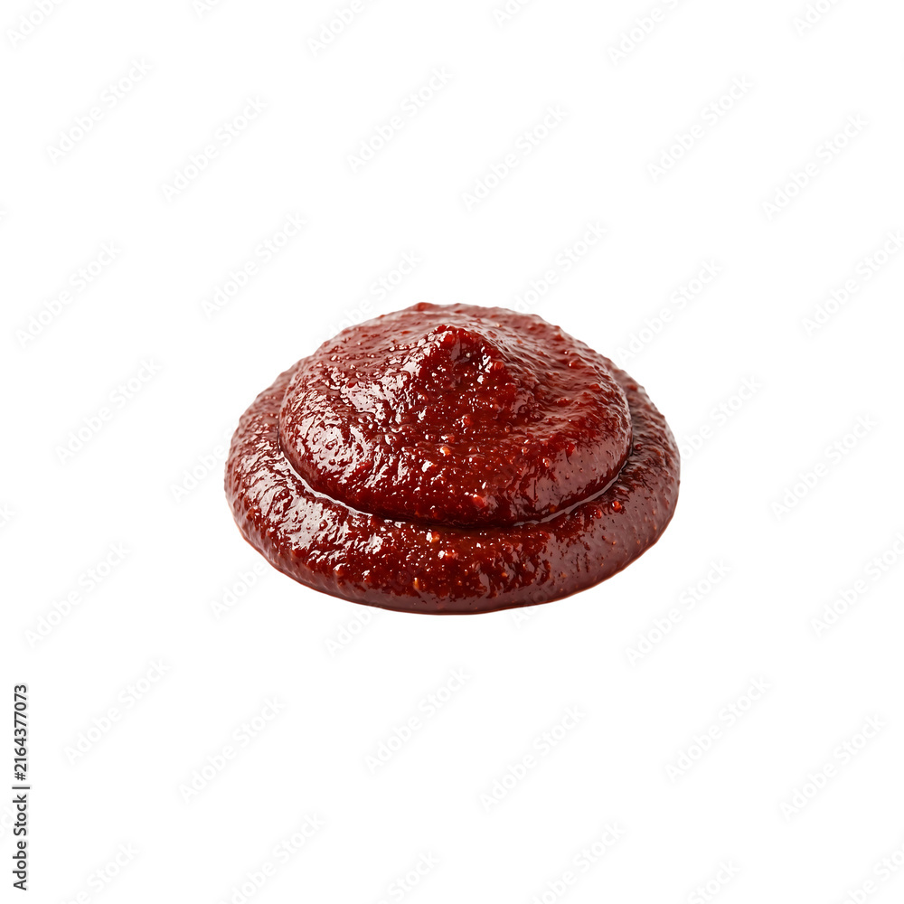 Naklejka premium Close-up of glossy red meat patty with rich texture on white background