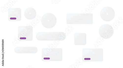 Glassmorphism elements set with blurred backgrounds and purple accents. modern ui design concept