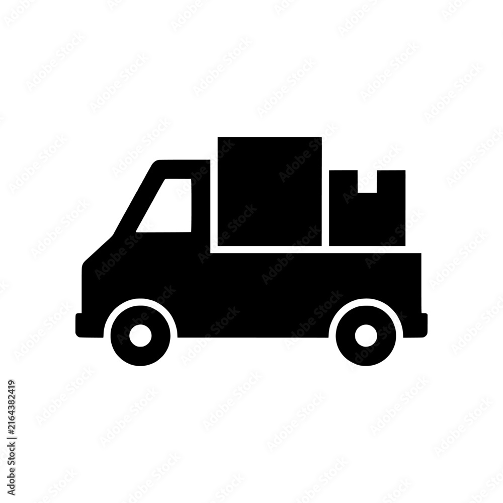 Fototapeta premium Premium Neo Minimal Delivery Truck vector icon representing shipping, logistics, transportation, and online order delivery. Perfect for e-commerce, logistics companies, delivery services, websites, ap