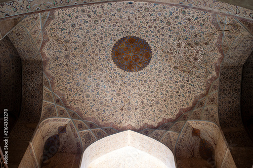 Принти на полотні Frescoed ceiling with floral patterns inside Ali Qapu Palace in Isfahan