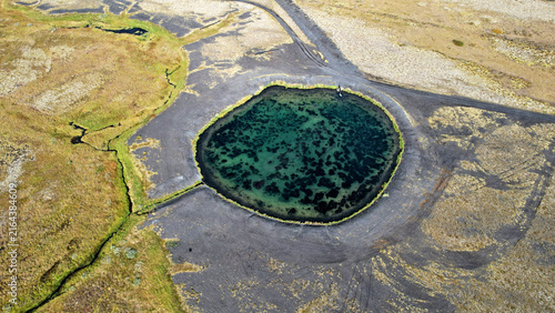 Abstract drawing of a landscape in Iceland, view from above.