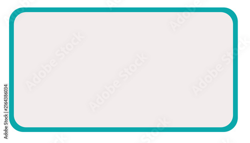 A light beige rectangle with soft rounded corners, outlined by a thin teal border, placed on a clean white background a minimal, empty frame or panel ready for content.
