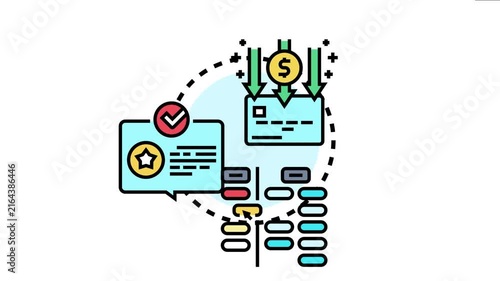 Conceptual showing a sequence of small, manageable learning modules or steps, involving feedback, progress, and value from structured educational content