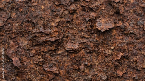 Detailed macro photograph of textured rusty metal surface