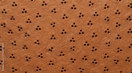 Detailed pattern of small perforations on a textured brown surface