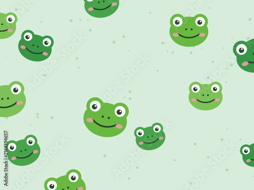 Bild auf Leinwand Cute Pond Frogs Whimsical Kids Background
